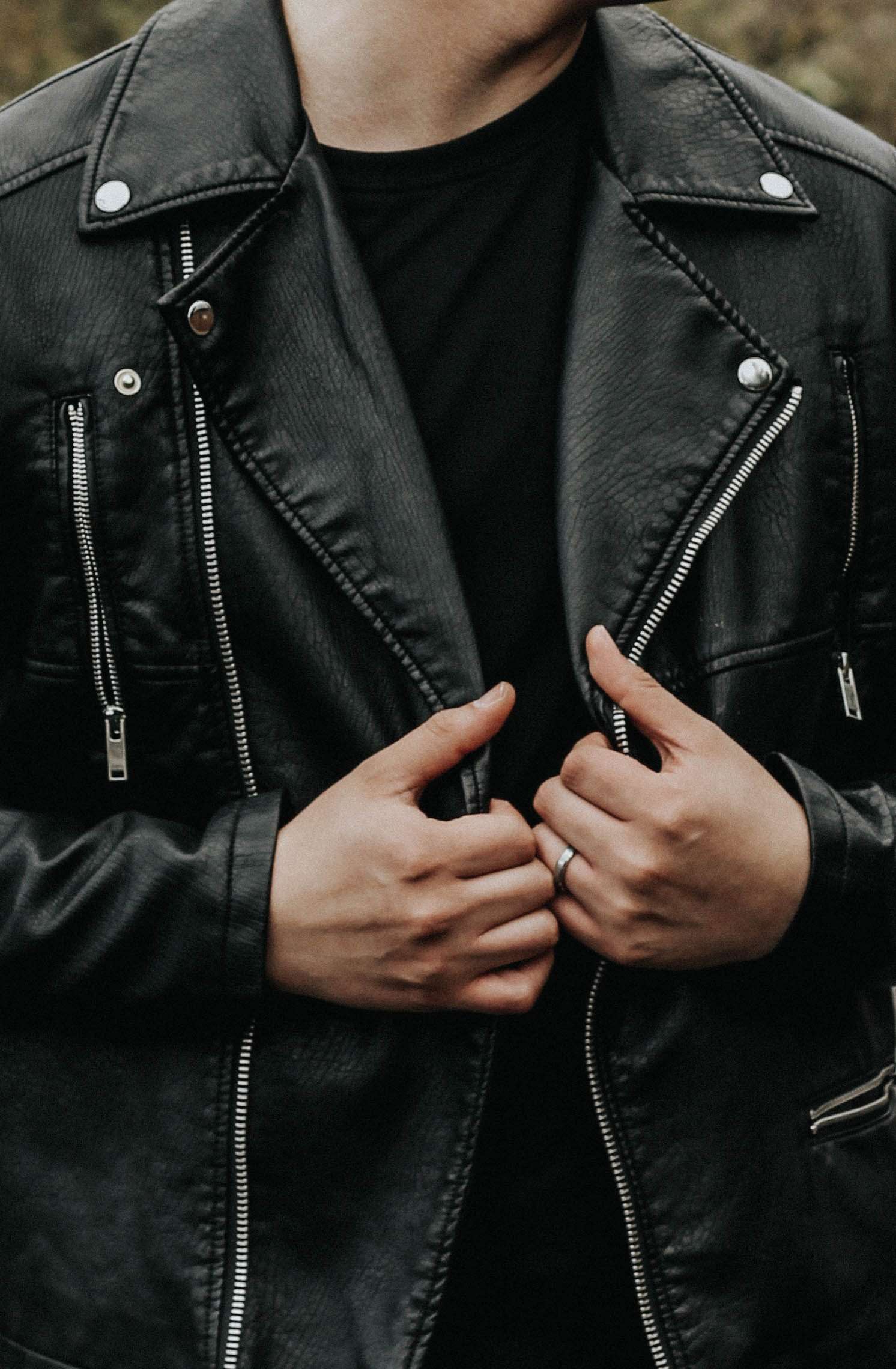 Black leather jacket